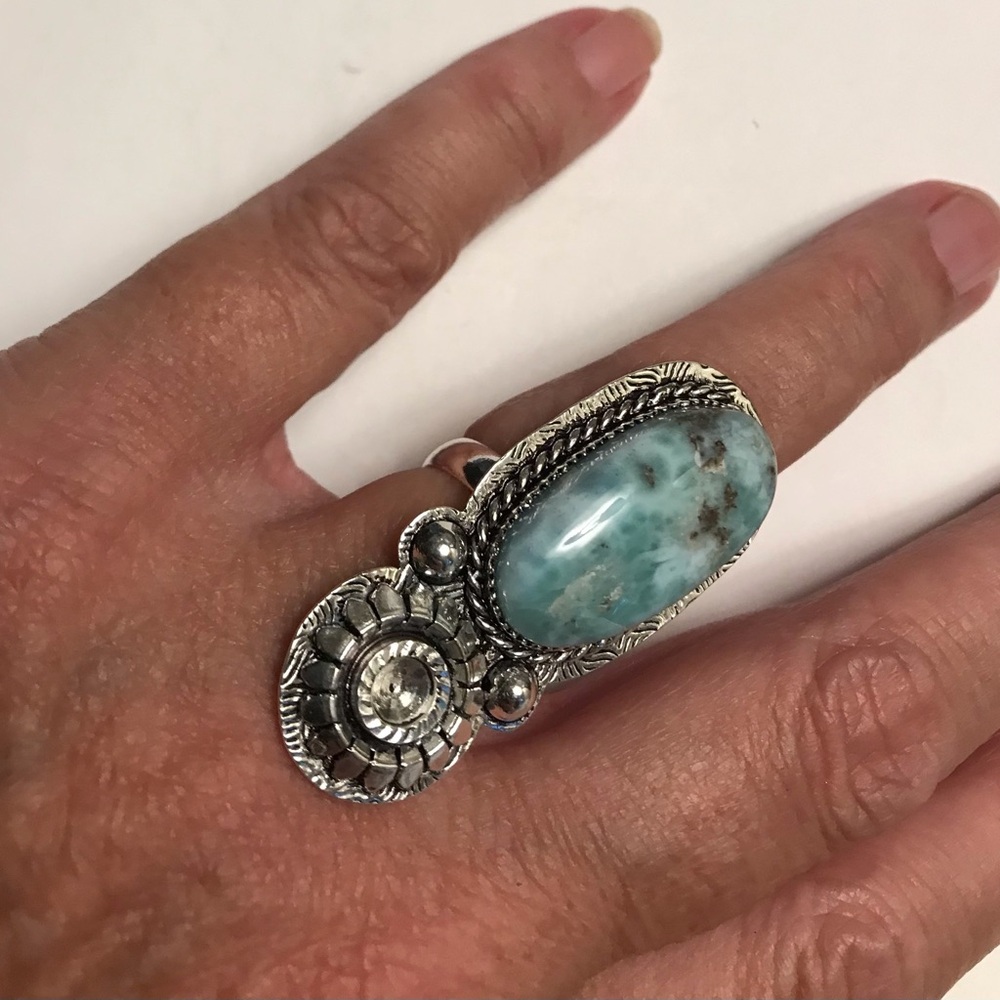 Larimar 925 Sterling Silver Ring